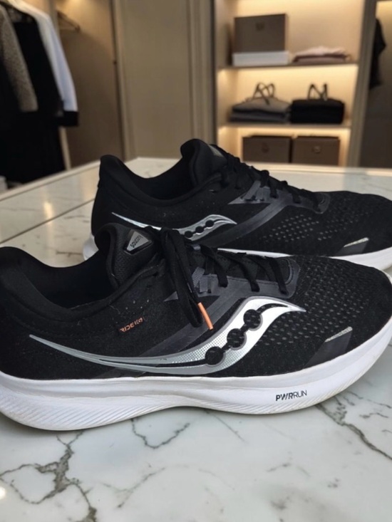 Saucony Other - Saucony Ride 16 Mens Size US 12 Running Shoes Black White Silver PWRRUN Sneakers
